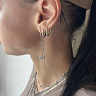 Сережки-протяжки з кружечком і фіанітами "Тинеслава" — срібло 925, родій, білі фіаніти, фото 4