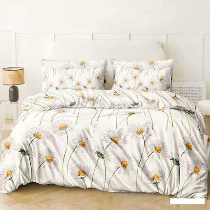 Тканина біла Бязь Gold Lux 80% бавовна 220 см з принтом квіти для постільної білизни в рулоні 50 м, Пакистан, фото 1