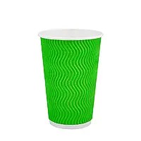 Стакан Гофрований "ТС" (Ripple) 340мл – Зелений (20шт.), 28уп./ящ. (кр-80)