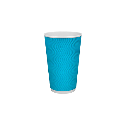 Стакан Гофрований "ТС" (Ripple) 340мл – Бірюзовий (20шт.), 28уп./ящ. (кр-80), фото 1