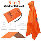 Дощовик пончо плащ-палатка накидка від дощу тент Auto матеріал 210T розмір 230 х 140 см зелений, фото 5