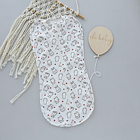Кокон пелюшка на змійці "Ведмедики з сердечками" бавовна в рубчик 56 (0-1міс)