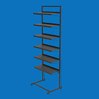 Стелаж торговий з листовими полицями 6 шт. Ева, чорний