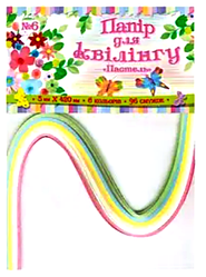 Папір для квілінгу РЮКЗАЧОК УП-46 №6, 5мм х 420мм, 6 кольорів, 96 смужок