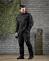 Літній тактичний костюм чорний рип-стоп, армійська форма чорна зсу, військовий костюм чорний поліція oyi scv woq