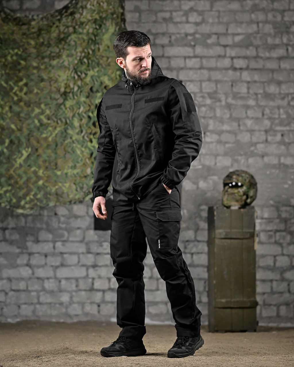 Літній тактичний костюм чорний рип-стоп, армійська форма чорна зсу, військовий костюм чорний поліція oyi scv woq - фото 1 - id-p2761441206