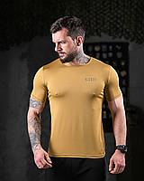 Тактична компресійна футболка койот, військова футболка койот поліестер, чоловіча літня футболка койот oyi scv woq