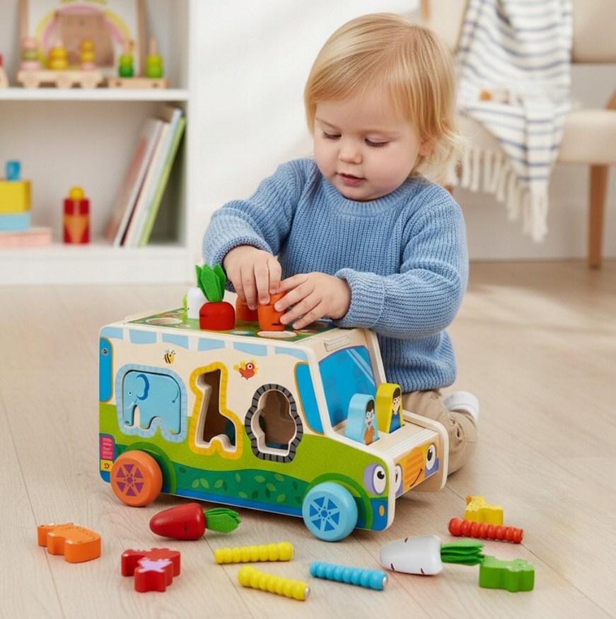 Сортер - дерев'яна машина, моторика, Монтессорі, Kruzzel 26250, фото 1