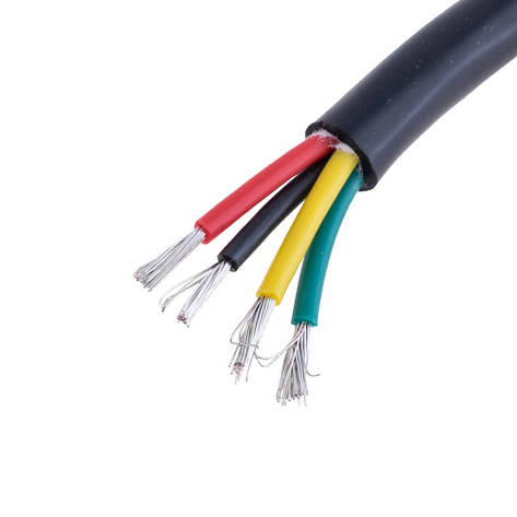 Силіконовий дріт 4-жильний у чорній оболонці 16AWG(1.5mm2 30/0.25/TS) чорний, червоний, жовтий, зелений, 1 м, фото 1