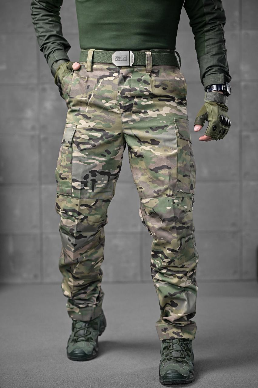 Тактичні штани мультикам з манжетами, Штани армійські камуфляж мультикам зсу, військові штани ріп-стоп мультикам, oyi scv woq - фото 1 - id-p2761442882