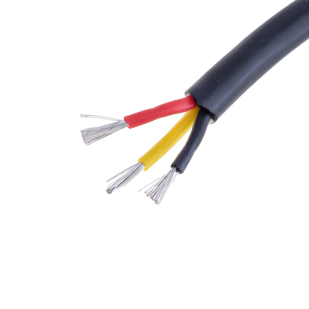 Силіконовий дріт 3-жильний у чорній оболонці 18AWG(1mm2 40/0.18/TS) чорний, червоний, жовтий, 1 м