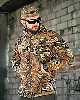 Флісова кофта мультикам з капюшоном, Тактична військова фліска камуфляж на блискавці, Армійська фліска з липучками, oyi scv woq