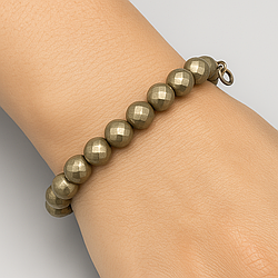 Пірит гранований Ø10 браслет, 0249ТП