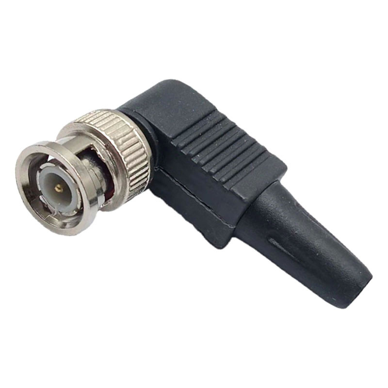 Роз'єм BNC-M - кутовий, пластиковий кожух, гвинт для фіксації кабелю