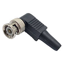 Роз'єм BNC-M - кутовий, пластиковий кожух, гвинт для фіксації кабелю