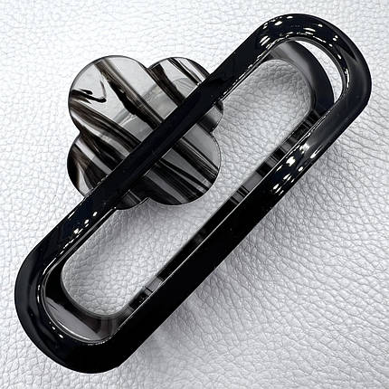 Краб для волос прочный акрил глянцевый черного цвета с узорами брендовая длина 4.5 см ширина 10 см, фото 1