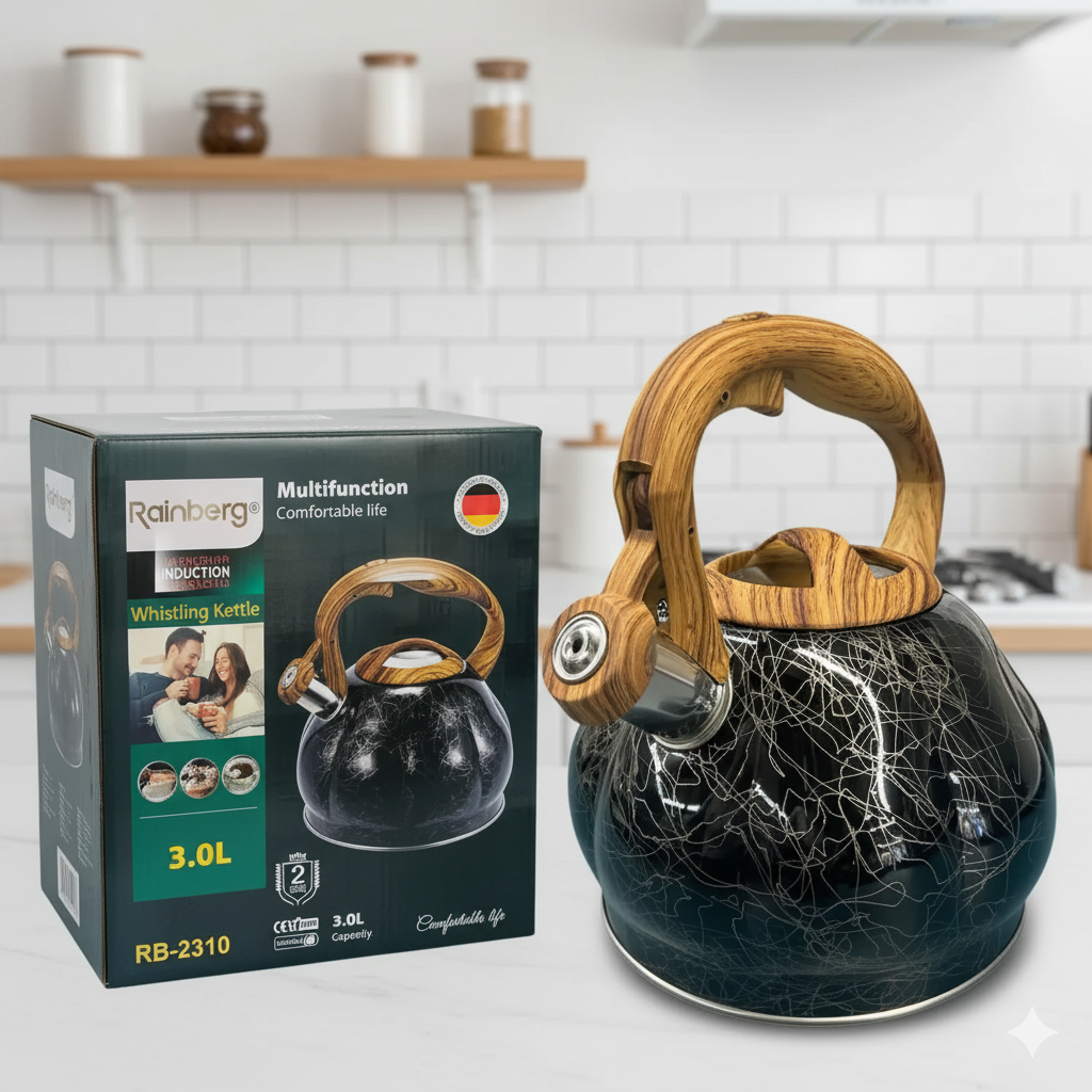 Чайник Rainberg RB-2310 3 л зі свистком для газових, індукційних і електричних плит, фото 1