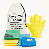 Набір з 6 серветок з рукавичкою для прибирання “Швидке прибирання пилу та блиск скла” LoveYouHome