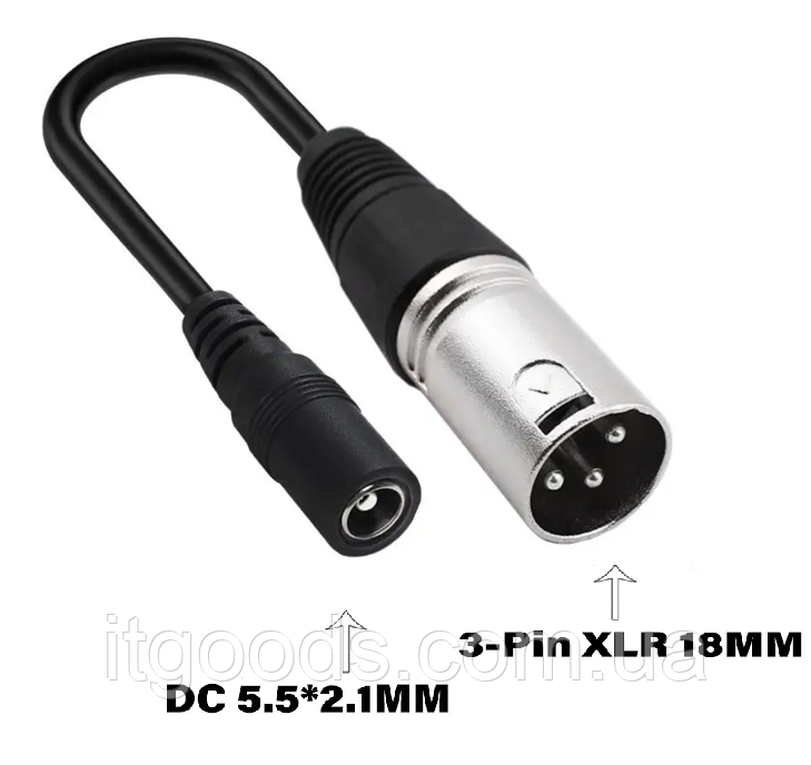 Перехідник DC 5.5мм на 3-контактний XLR для заряджання електричного велосипеда, скутера, балансиру, самокату, фото 1