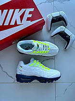 Чоловічі кросівки Nike Air Max 95 Multi Color Swoosh Volt Найк Аір Макс 95 білі шкіра демісезон, фото 3
