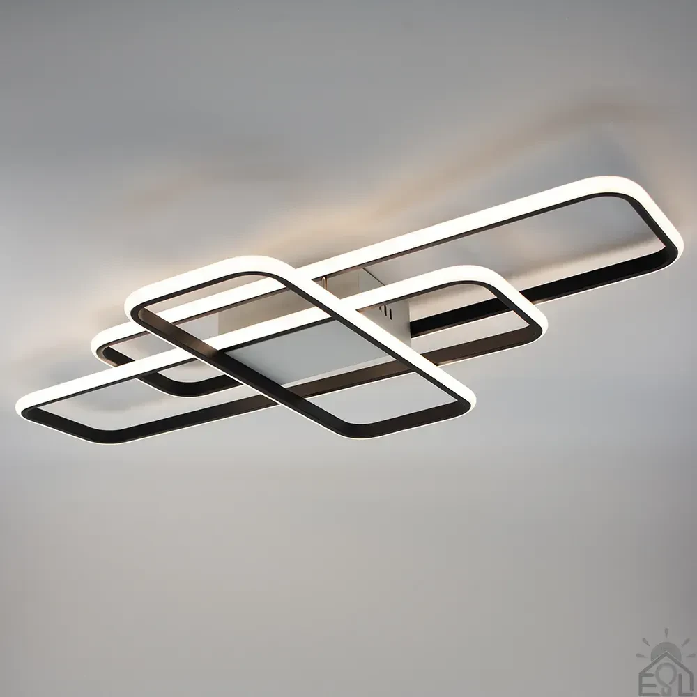 Смарт люстра SVEN 3SQ 105 Вт LED чорно-бiла Esllse 8500Лм 6500К 908x508x80 мм світлодіодна з пультом. і додатком для смартфону, фото 1