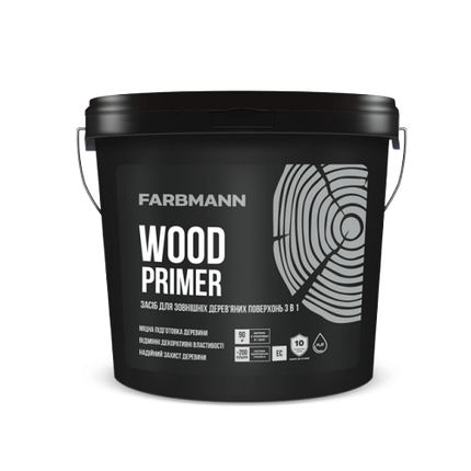 Засіб для дерев’яних поверхонь 3 в 1 FARBMANN WOOD PRIMER база ЕС 2.7л, фото 1