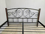Ліжко Вербена 140*190 металеве на дерев'яних ніжках, фото 5