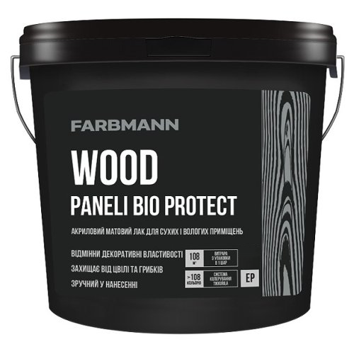 Акриловий матовий захисний лак FARBMANN WOOD PANELI BIO PROTECT 9л