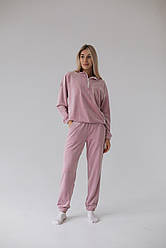 Комплект домашній ВЕЛЮРОВИЙ 2-ка штани кофта ПУДРА DС 299/300