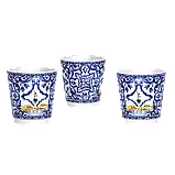 Набір Bialetti x Dolce&Gabbana Blu Mediterraneo гейзерна кавоварка Moka на 3 чашки + 3 порцелянові чашки і 3 мішалки 0005359, фото 2