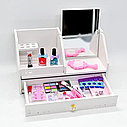 Настільний органайзер для дівчаток 769-6 дзеркало з шухлядкою, косметика, LED-лампа 21 елемент, фото 4