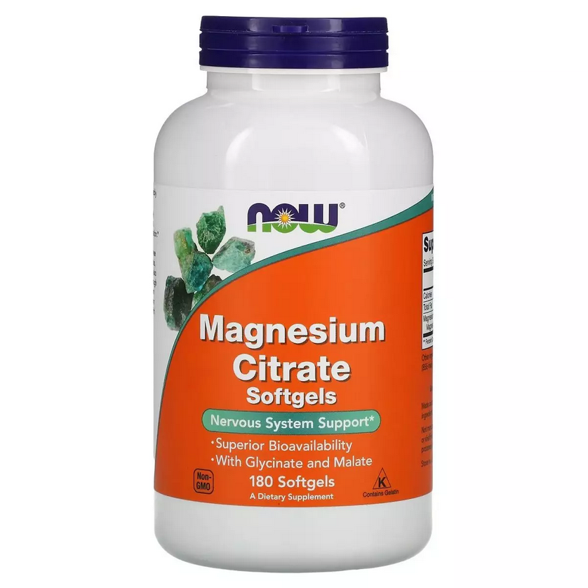 Магній Цитрат, Magnesium Citrate, Now Foods, 180 капсул