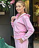 Жіночий костюм з велюру кофта на змійці з капюшоном та штани-палаццо Рожевий, фото 6