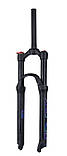 Велосипедна вилка BOLANY 27.5" (повітряна, хід 120 мм, з регулюванням жорсткості, вбудоване блокування, прямий шток, чорна), фото 5