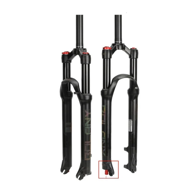 Вилка амортизаційна Bolany 26" Хід 120 мм З регулюванням жорсткості, Вбудоване блокування, Прямий шток, Повністю чорна, фото 1