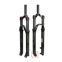 Вилка амортизаційна Bolany 26" Хід 120 мм З регулюванням жорсткості, Вбудоване блокування, Прямий шток, Повністю чорна