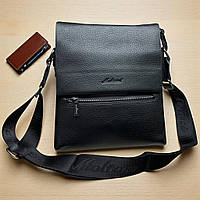Сучасна чоловіча сумка чорна містка сумка чоловіча через плече сумка чоловіча з екошкіри 18х22 см
