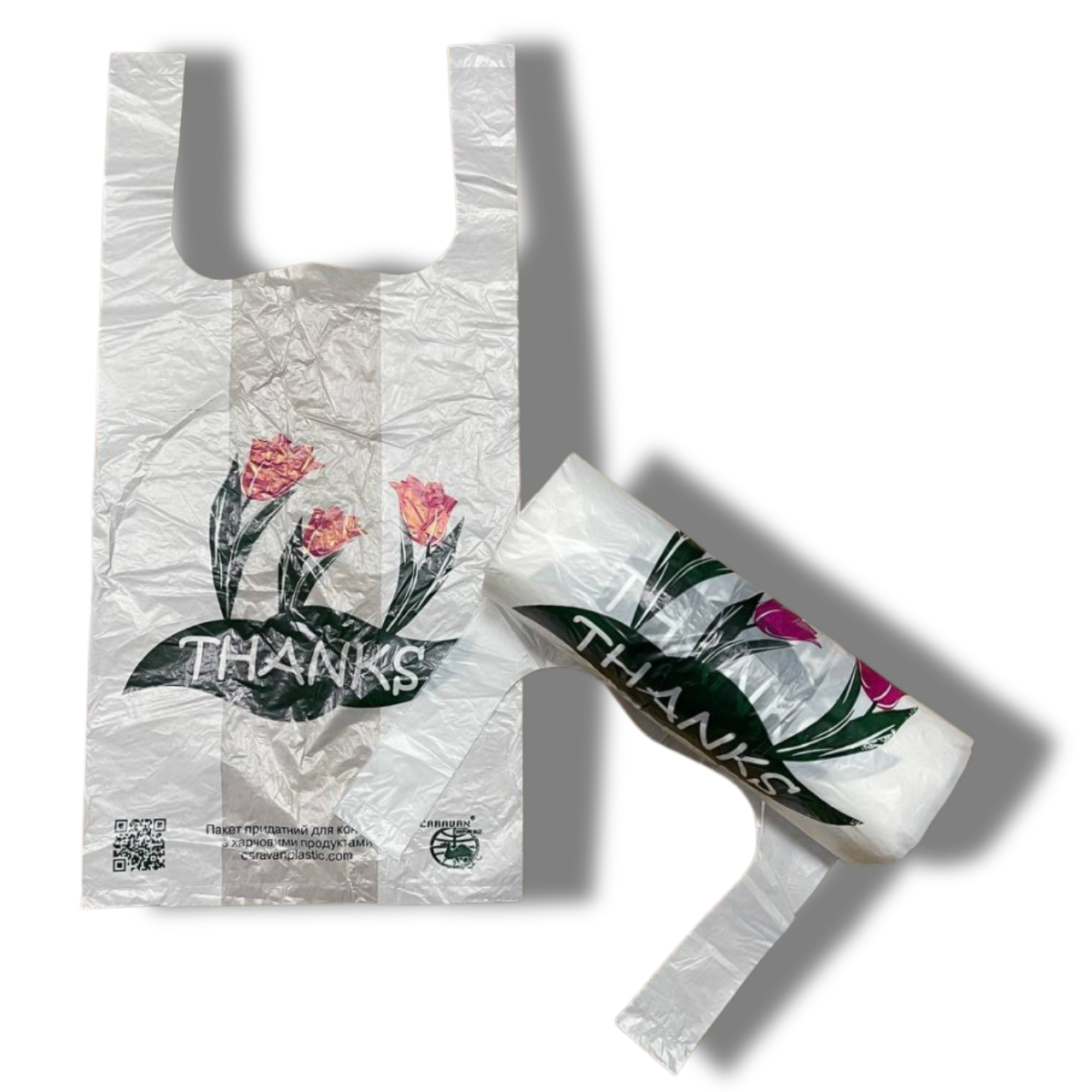 Пакет майка в рулоні 22x44 см 200 шт пакети маєчка з малюнком, фото 1