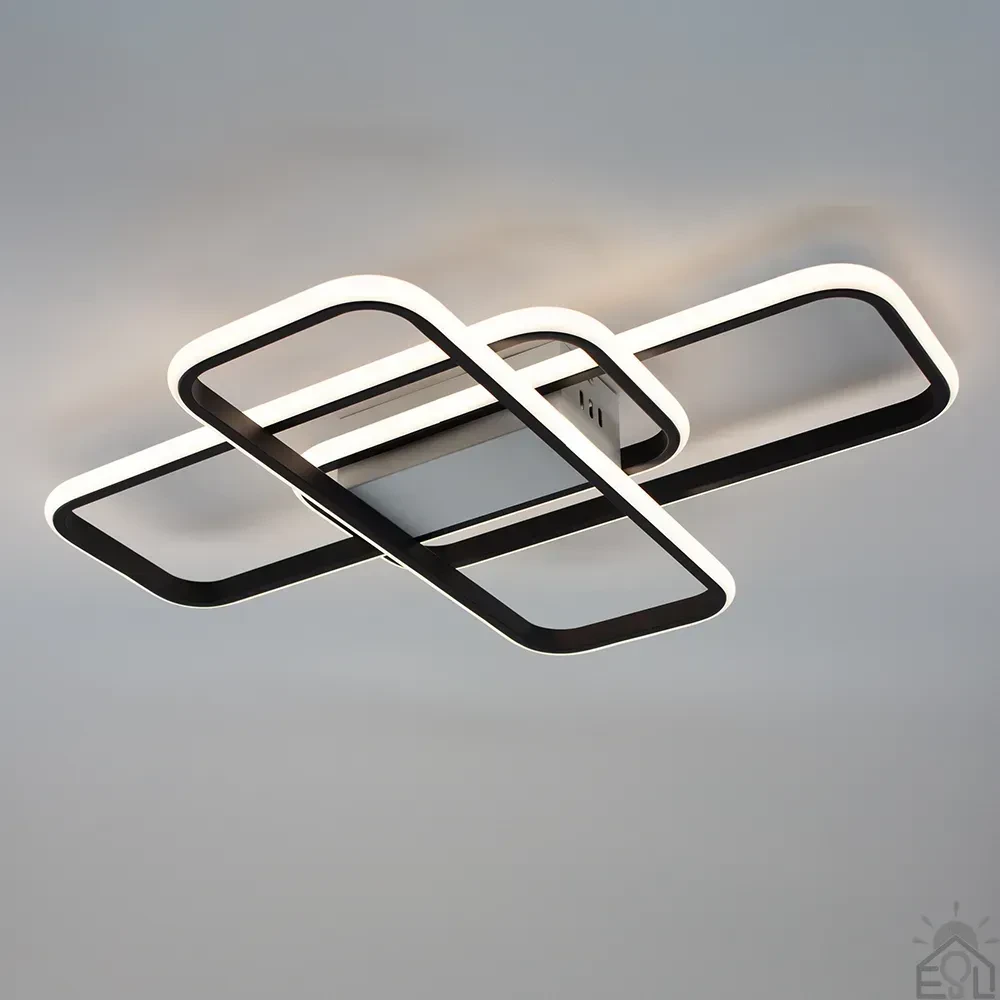 Смарт люстра SVEN 3SQ 90 Вт LED чорно-бiла Esllse 7000Лм 6500К 635x478x75 мм світлодіодна з пультом і додатком для смартфону, фото 1