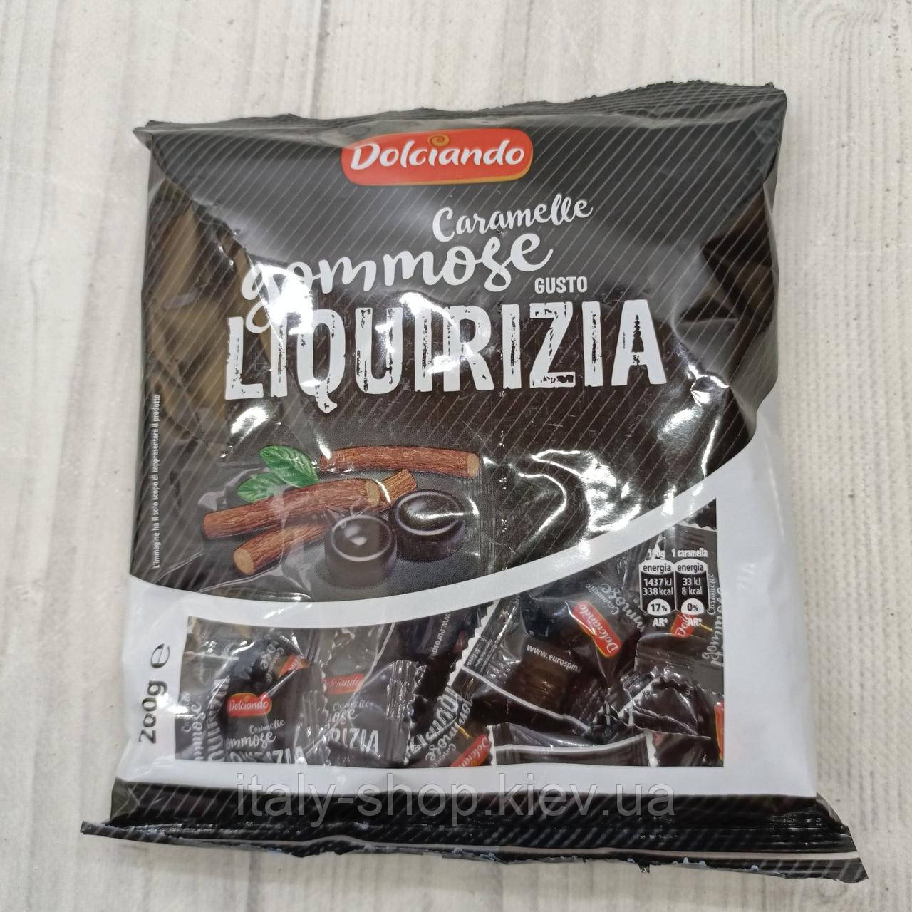 Жувальна карамель Dolciando gusto Liquirizia зі смаком лакриції 200г, Італія, фото 1