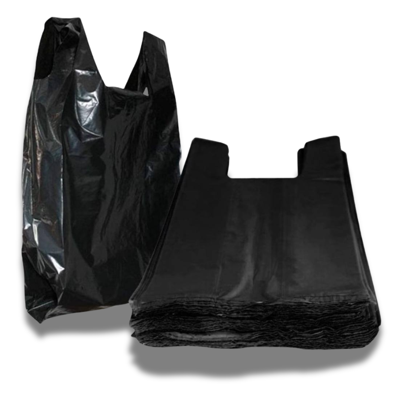 Пакет майка чорна з ручками 50х90 см 70 мкм 5 шт багажка щільна для зберігання і транспортування, фото 1