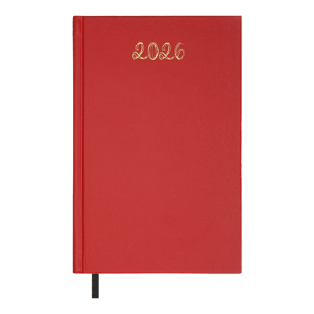 Щоденник датований BUROMAX 2026, ф.A5 OPTIMAL червоний, бум. вініл, фото 1
