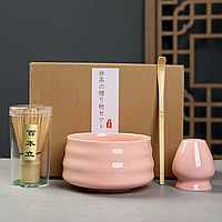 Набор посуды для приготовления чая Матча, 4 предмета, розовый