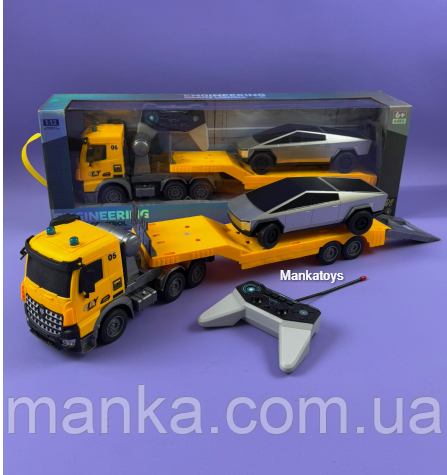 Трейлер на радіокеруванні YJ 132-9 акумулятор 3.7 V, пульт керування, масштаб 1:12, підсвічування, причеп, фото 1