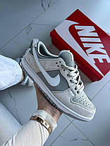 Чоловічі кросівки Nike SB Dunk White Sweet Wolf Grey Найк СБ Данк бежеві з сірим замша шкіра демісезон унісекс, фото 4