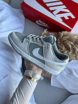 Жіночі кросівки Nike SB Dunk Wolf Grey White Найк СБ Данк бежеві з сірим замша демісезон унісекс, фото 2