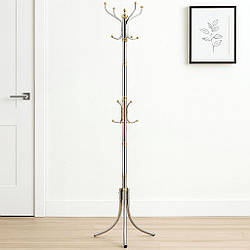 Стійка-вішалка для одягу 170см (16 гачків), до 30 кг, Сріблястий / Підлогова вішалка-тренога для верхнього одягу