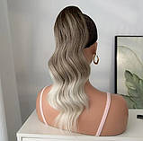 Шиньйон на крабі коричневий - омбре в блонд легкі хвилі 40 см термоволокно, фото 2