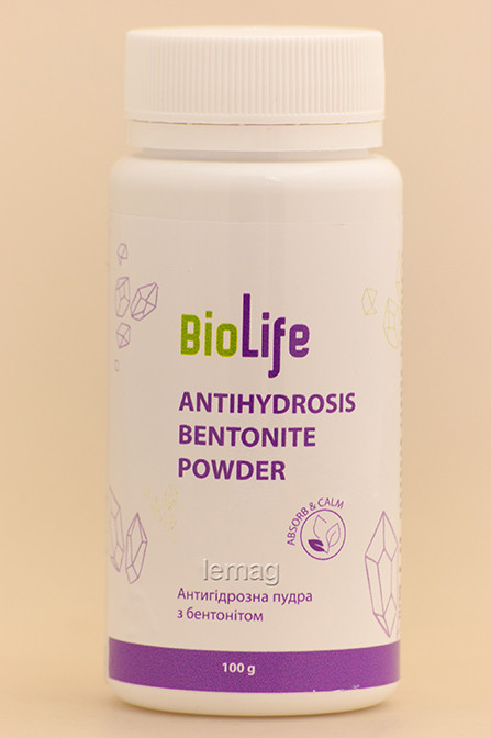 BioLife Бентонітова антигідрозна пудра, 100 г, фото 1