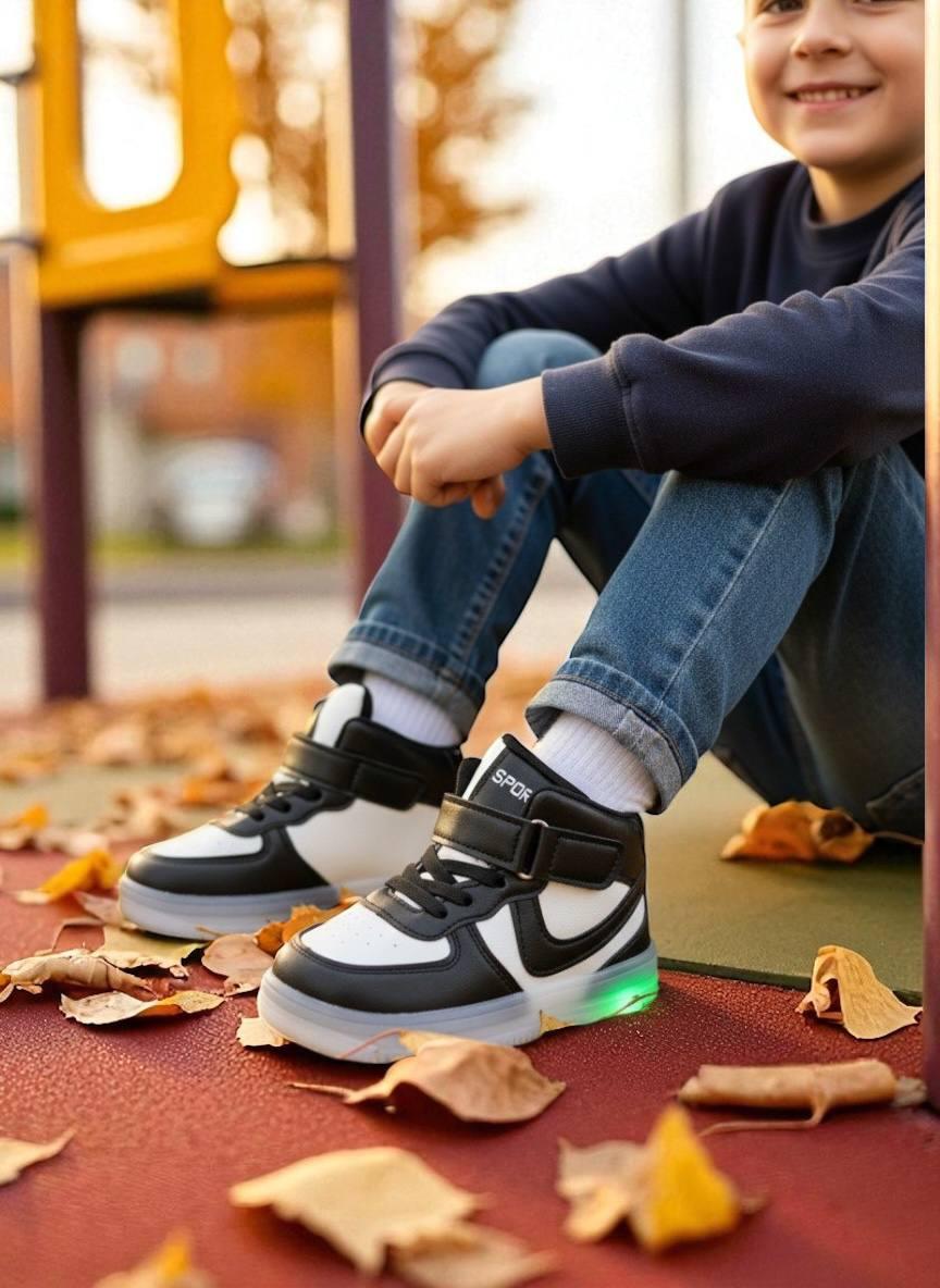 Дитяче демосизонне взуття для хлопчика черевики спортивні хайтопи утеплені на липучці РОЗМІР:26-30, фото 1